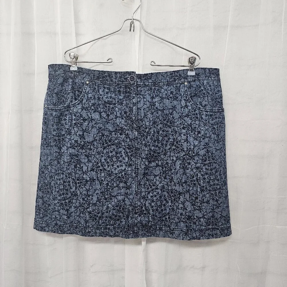 Karen Scott Blue Chambray Floral Skort Mini Boho Cottagecore 18 - Picture 10 of 10